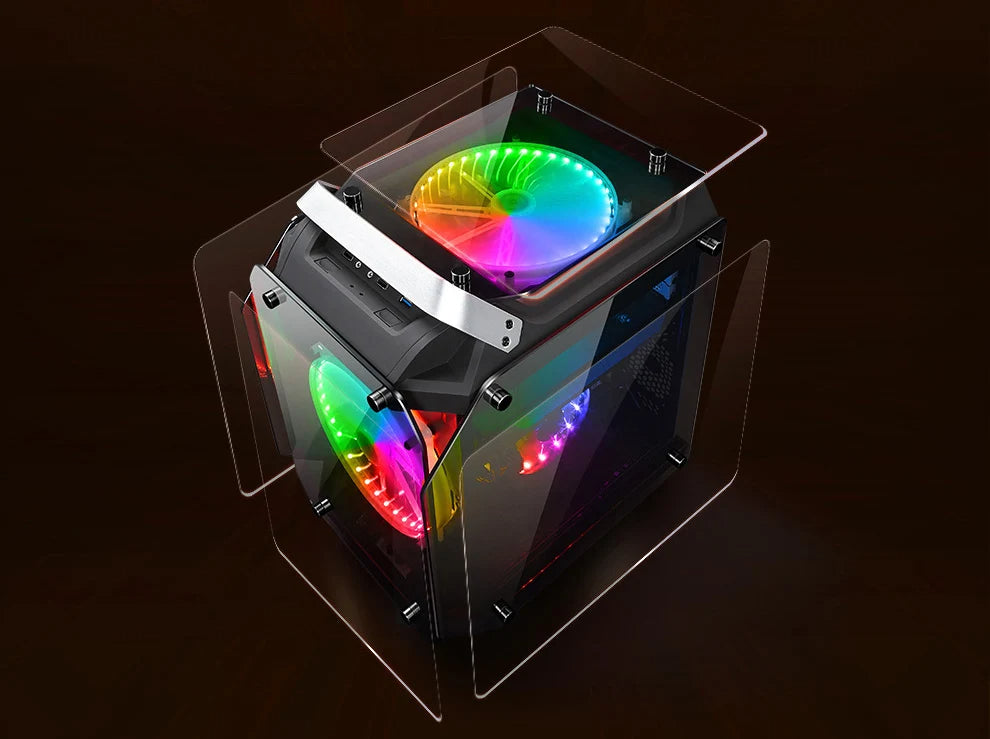 Airflow ATX Desktop Case USB 3.0 Ports with Tempered Glass Panels Gaming Desktop Computer Case Side Glass E-sports Chassis M-ATX Motherboard 2x200mm Fan, Tempered Glass ATX/M-ATX Computer PC Case Black Airflow ATX Desktop Case USB 3.0 Ports with Tempered Glass Panels Gaming Desktop Computer Case Side Glass E-sports Chassis M-ATX Motherboard 2x200mm Fan, Tempered Glass ATX/M-ATX Computer PC Case Black